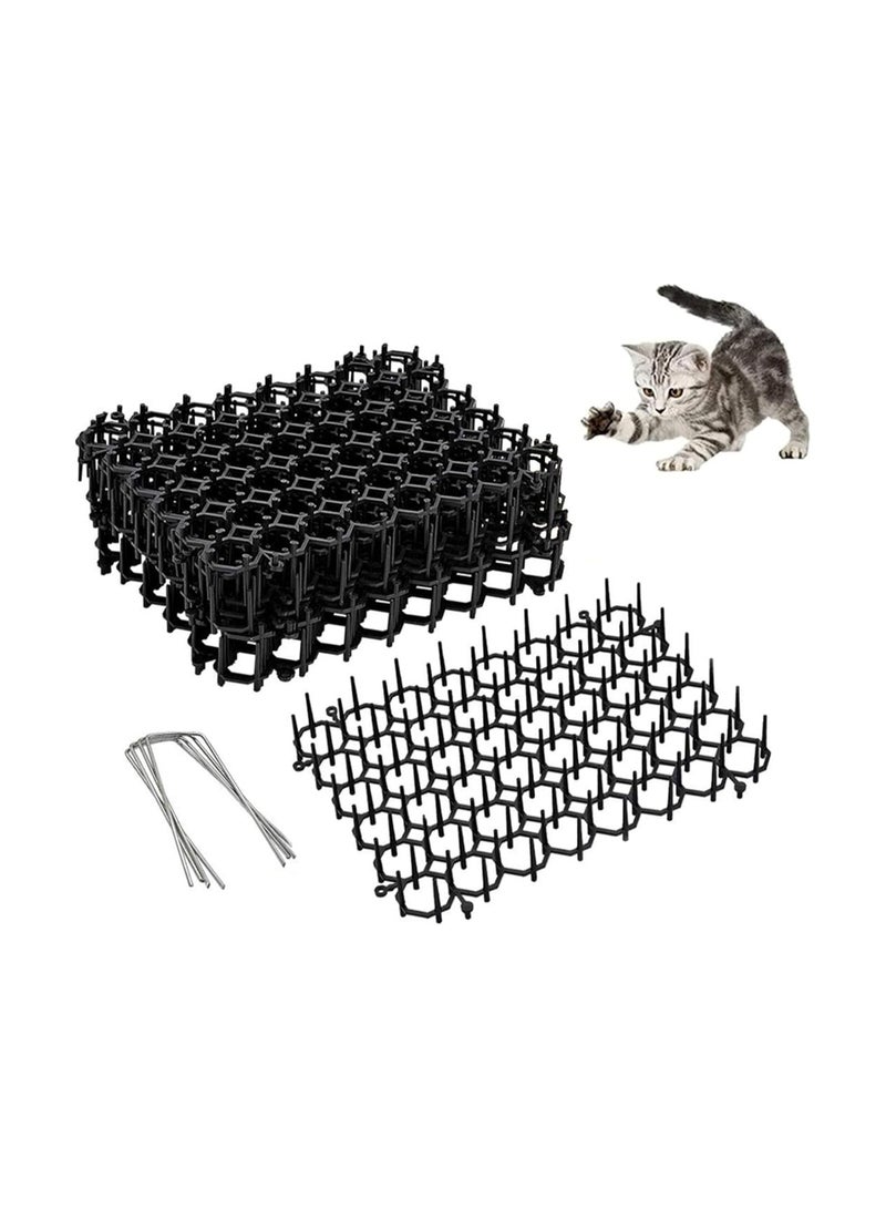 Generic 12PCS 20*15.5cm Cat Scat Mat with Spikes, Prickle Strips Plastic Spikes, Indoor and Outdoor for Dererrent, Prickle Strip Dig Network Stopper Cat Repellent Mat, Pet Digging Deterrent 8 U-Shaped Peg  - Image 1