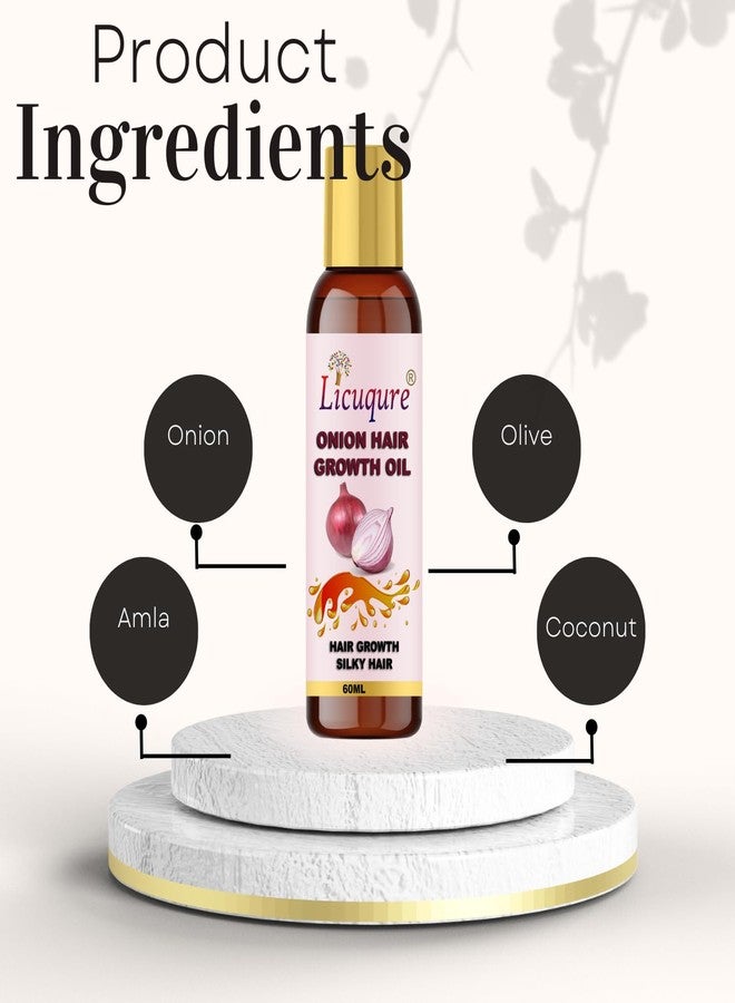 Licuqure Onion Hair Growth Oil With Blend Of Essential Oils For Promotes Hair Growth | Natural Ingredients No Mineral & Paraben | Also Controls Hair Fall & Dandruff For Men & Women Hair Oil (60 ml) - Image 5