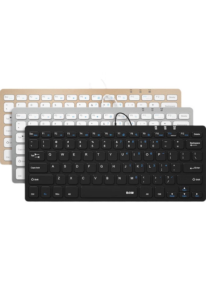 B.O.W Hangshi (Bow) Hw098A Keyboard, Wired Keyboard, Office Keyboard, Ultra-Thin Portable Keyboard, 78 Keys, Desktop And Laptop Keyboard, Chocolate Keys, Black - Image 2