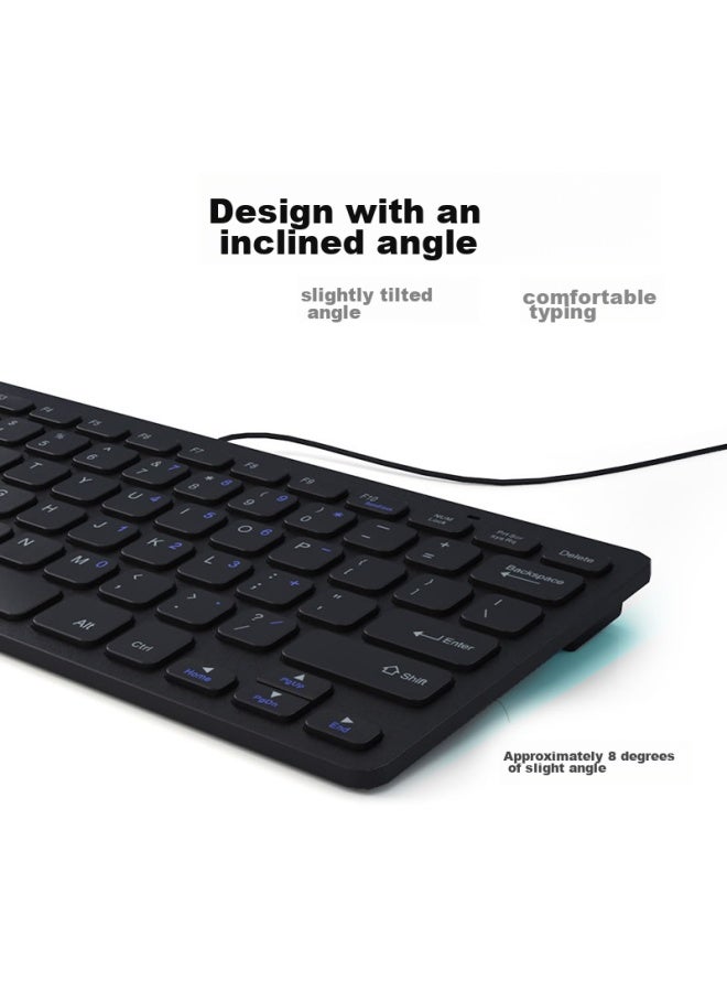 B.O.W Hangshi Hw098a Keyboard, Wired Keyboard, Office Keyboard, Ultra-thin Portable Keyboard, 78 Keys, Desktop And Laptop Keyboard, Chocolate Keys, Black - Image 3