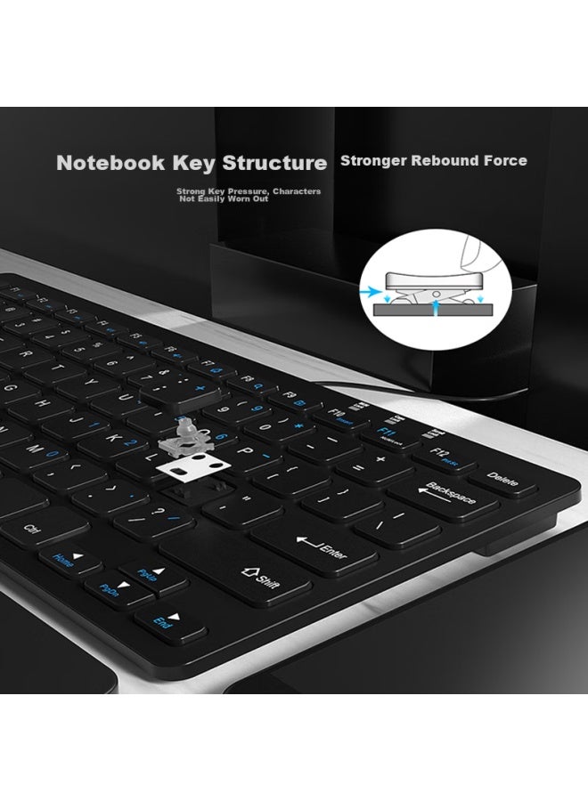 B.O.W Hangshi Hw098a Keyboard, Wired Keyboard, Office Keyboard, Ultra-thin Portable Keyboard, 78 Keys, Desktop And Laptop Keyboard, Chocolate Keys, Black - Image 4