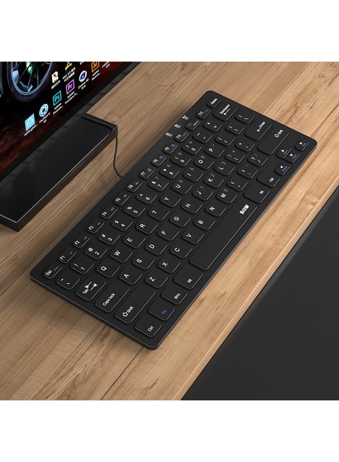 B.O.W Hangshi Hw098a Keyboard, Wired Keyboard, Office Keyboard, Ultra-thin Portable Keyboard, 78 Keys, Desktop And Laptop Keyboard, Chocolate Keys, Black - Image 2
