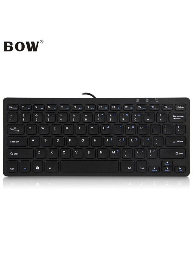 B.O.W Hangshi Hw098a Keyboard, Wired Keyboard, Office Keyboard, Ultra-thin Portable Keyboard, 78 Keys, Desktop And Laptop Keyboard, Chocolate Keys, Black - Image 5
