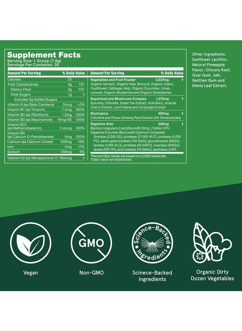 Bulletproof - Greens 8.4 Ounces Daily Greens Powder With Superfoods And Nootropics - Image 1