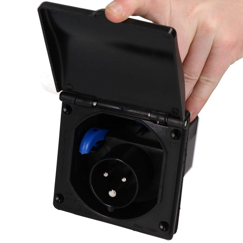 Generic AB Tools 230v Mains 16A Flush Inlet Socket Black Caravan Motorhome Trailer Hook Up  - Image 2