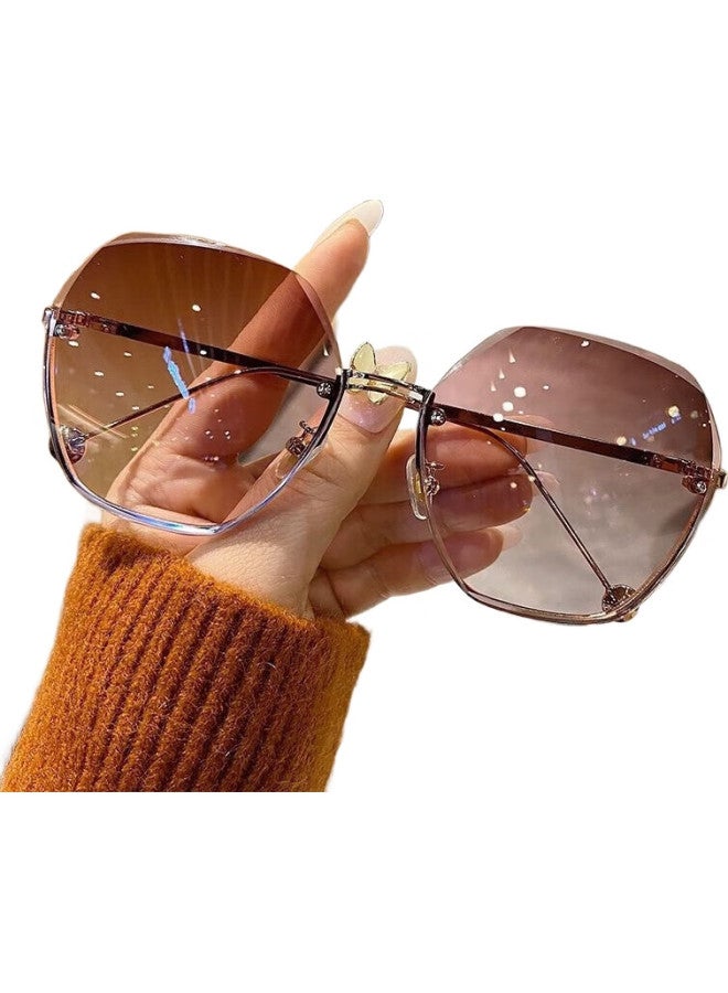 Lesca Lunetier Trendy Women'S Internet Celebrity Uv Protection Sunglasses, Gradient Blue - Image 1