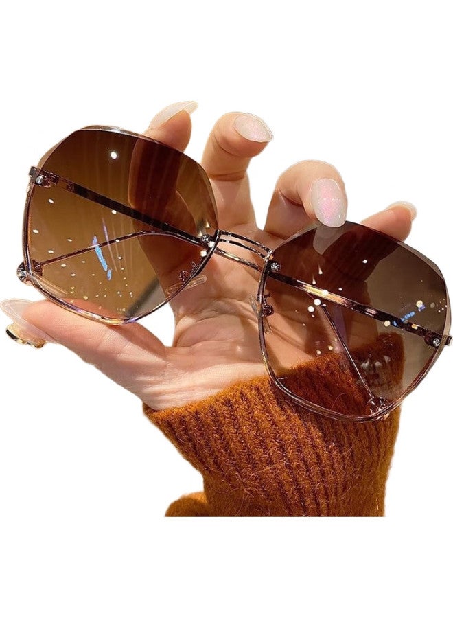 Lesca Lunetier Trendy Women'S Internet Celebrity Uv Protection Sunglasses, Gradient Blue - Image 2