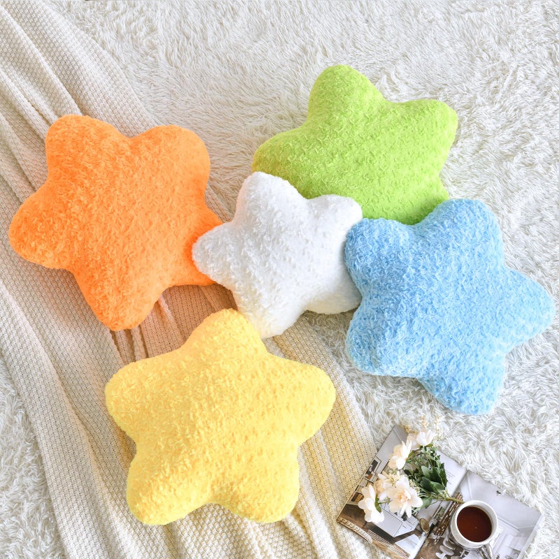 ZCNYCLAM Star Pillow, 14.9" Star Shaped Plush Pillow for Couch Bed Sofa, Cute Decorative Throw Pillows with Soft Faux Fur Room Decor for Bedroom Living Room (White) - Image 4
