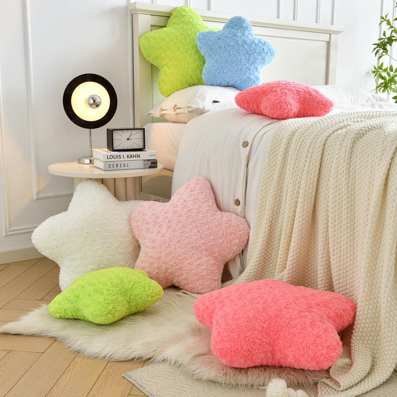 ZCNYCLAM Star Pillow, 14.9" Star Shaped Plush Pillow for Couch Bed Sofa, Cute Decorative Throw Pillows with Soft Faux Fur Room Decor for Bedroom Living Room (White) - Image 5