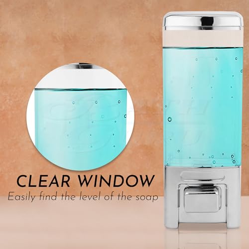BATH GURU ABS Heavy Duty Wall Mounted Soap Shampoo Conditioner Handwash Gel Liquid Soap Sanitizer Dispenser for Bathroom Basin Kitchen Sinks and Industrial Use (500 Ml, Chrome Plated), Plastic - Image 4