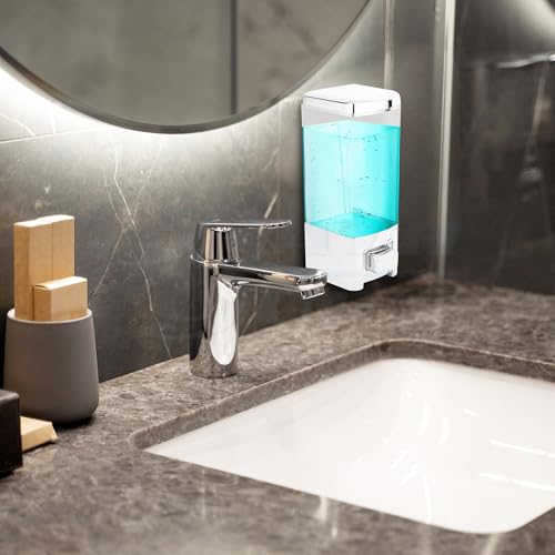 BATH GURU ABS Heavy Duty Wall Mounted Soap Shampoo Conditioner Handwash Gel Liquid Soap Sanitizer Dispenser for Bathroom Basin Kitchen Sinks and Industrial Use (500 Ml, Chrome Plated), Plastic - Image 2