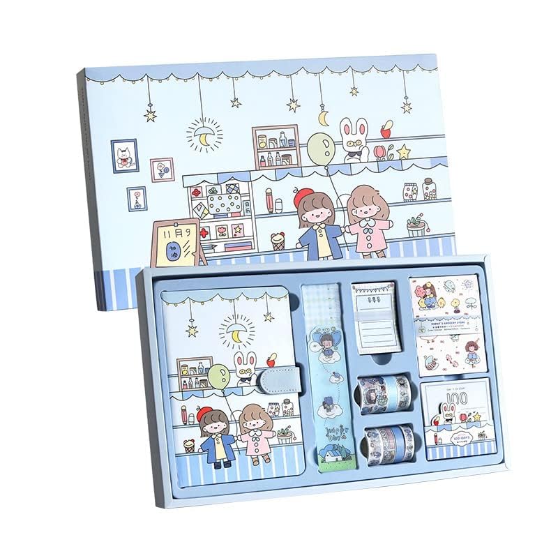 Retailio طقم لوازم المجلات 346 قطعة ألبوم قصاصات عتيق لتدوين الفن مجلة جينك DIY زينة ملصقات ورقية أطقم حرفية دفتر ألبوم كولاج شريط جمالي (متجر أرنب للبقالة - أزرق) - Image 1