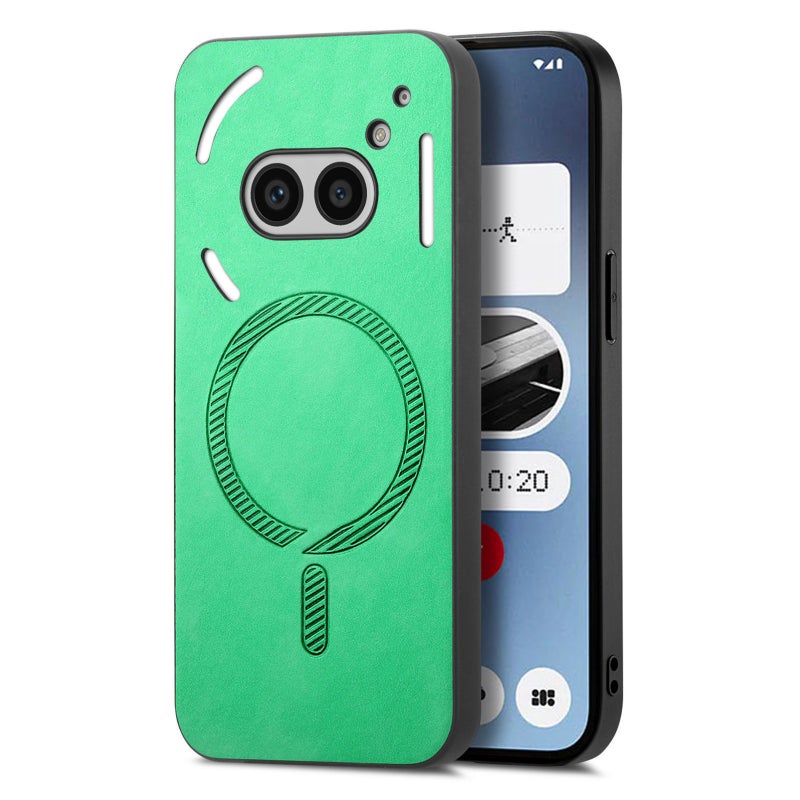 HuHa Case Cover For Nothing Phone 2a Solid Color Retro Magsafe PU Back Cover Phone Case(Green) - Image 1