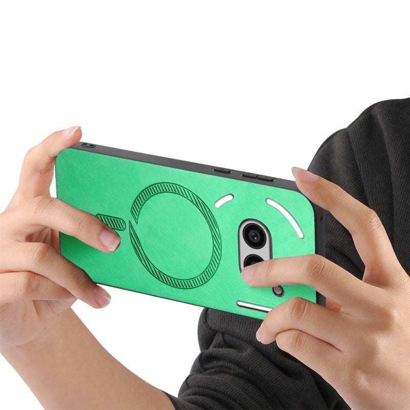 HuHa Case Cover For Nothing Phone 2a Solid Color Retro Magsafe PU Back Cover Phone Case(Green) - Image 4