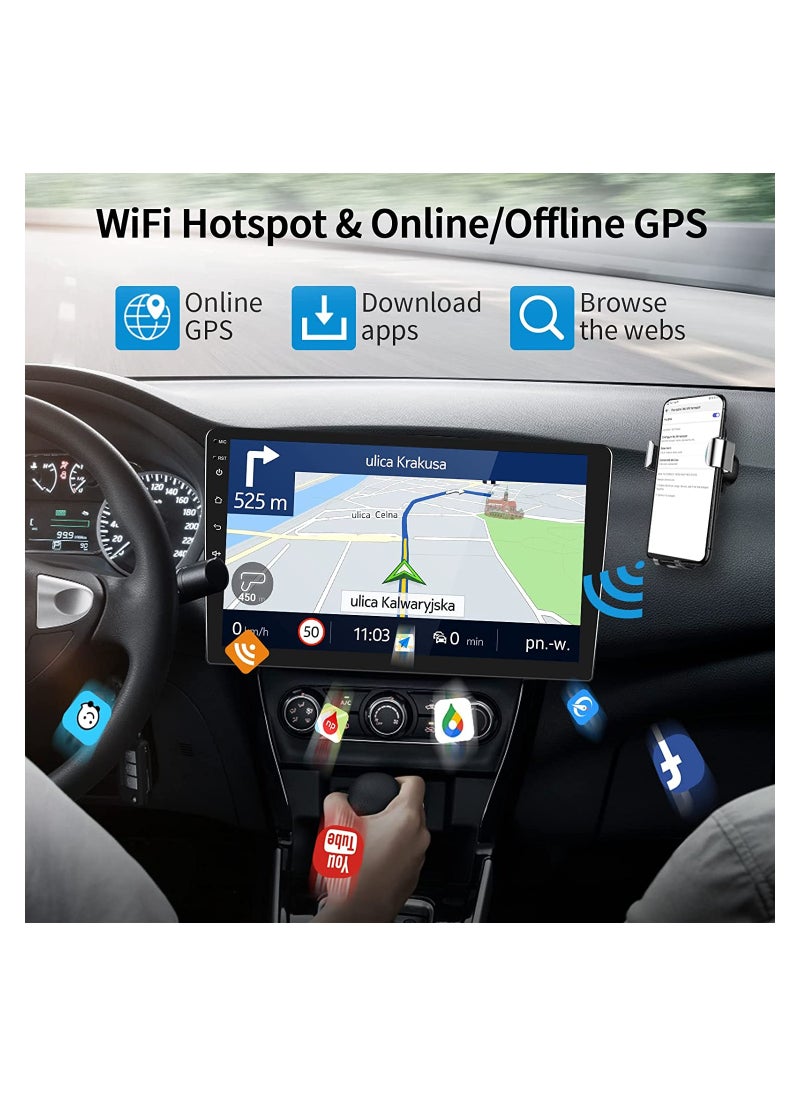SHEZA STAR - Android Double Din Car Stereo 10.1 Inch 1080P HD Touch Screen Car Screen Android 11 System with GPS Navi HiFi WiFi Bluetooth RDS FM Radio Mirror-Link Dual USB with Backup Camera - Image 1