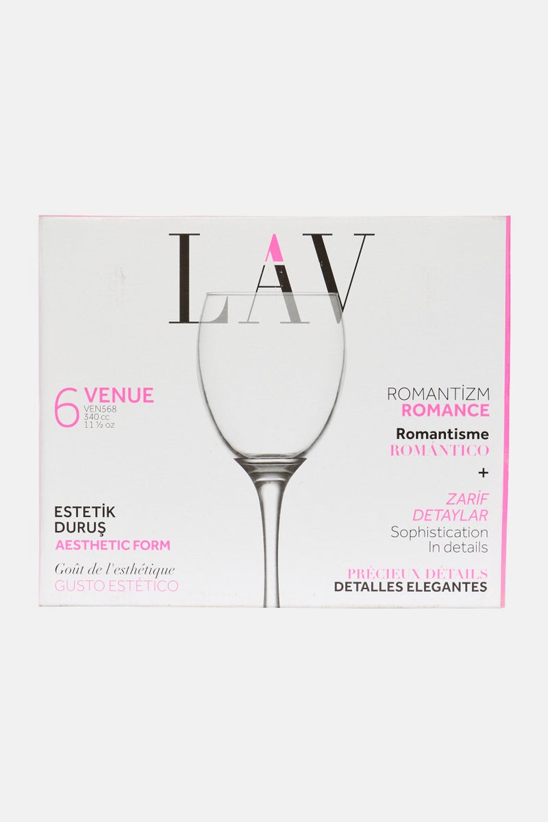 LAV 6 Pieces White Glasses 340ml, White - Image 3