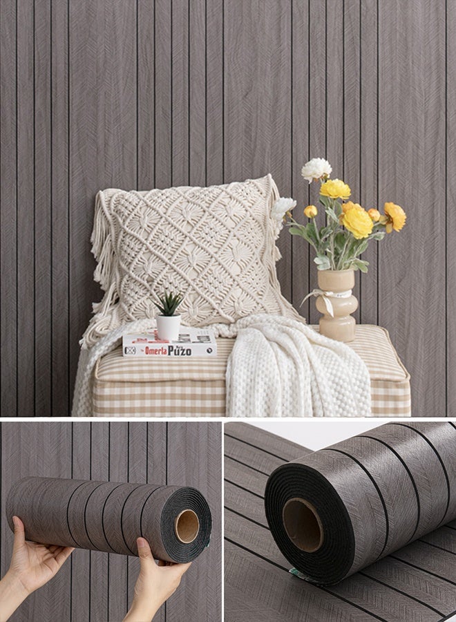 نوايوو ألواح جدارية ثلاثية الأبعاد سميكة بنقشة حبيبات الخشب - 300 سم × 40 سم، ألواح جدارية ذاتية اللصق من مادة PVC عازلة للصوت، ورق جدران سهل اللصق لتزيين المنزل، غرفة المعيشة، غرفة النوم (9-3-BK) - Image 1