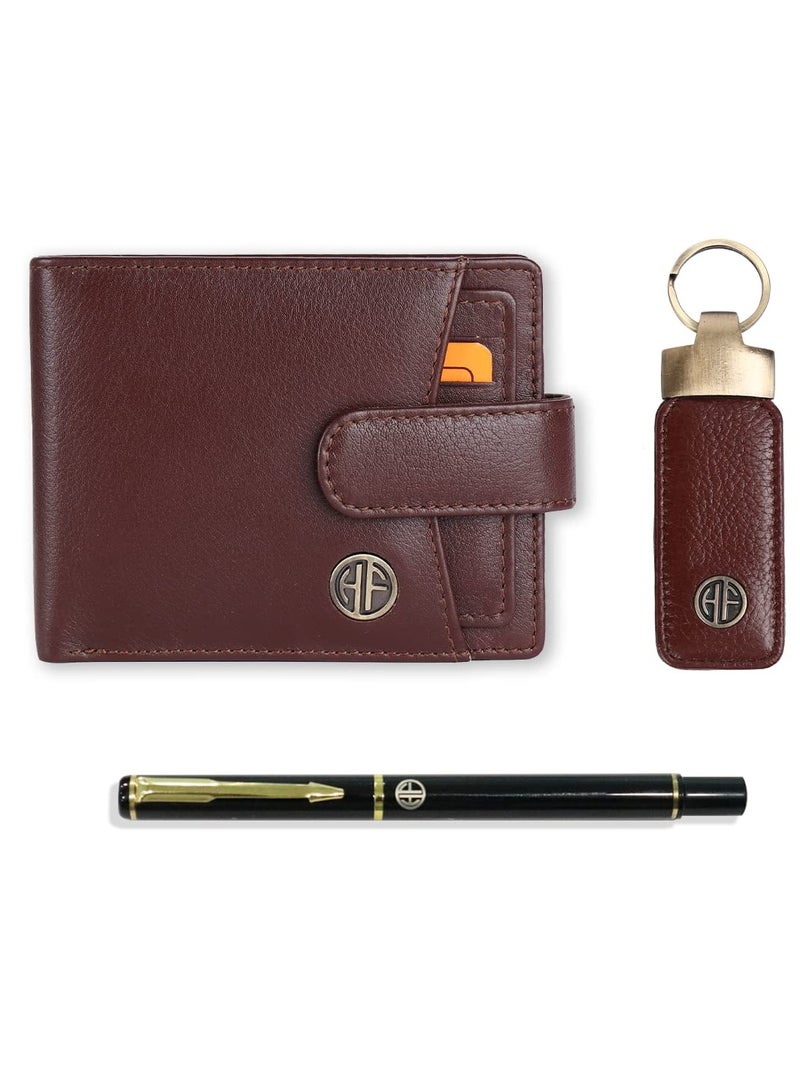HAMMONDS FLYCATCHER Gift for Men - Men's Leather Wallet, Keychain, and Ball Pen Combo -  Leather, 5 ATM Card Slots and More - Gift Set for Husband, Boyfriend, Father - Redwood Brown | HF502LNBR_KR_PEN | C8GD - Image 2