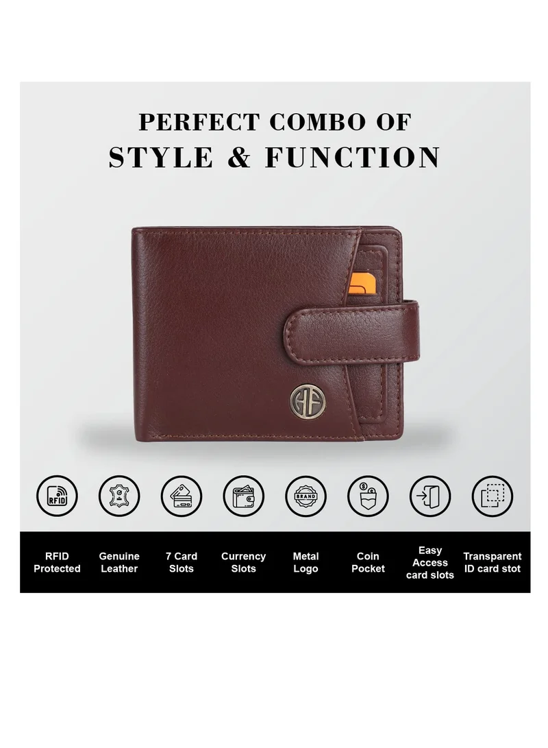 HAMMONDS FLYCATCHER Gift for Men - Men's Leather Wallet, Keychain, and Ball Pen Combo -  Leather, 5 ATM Card Slots and More - Gift Set for Husband, Boyfriend, Father - Redwood Brown | HF502LNBR_KR_PEN | C8GD
