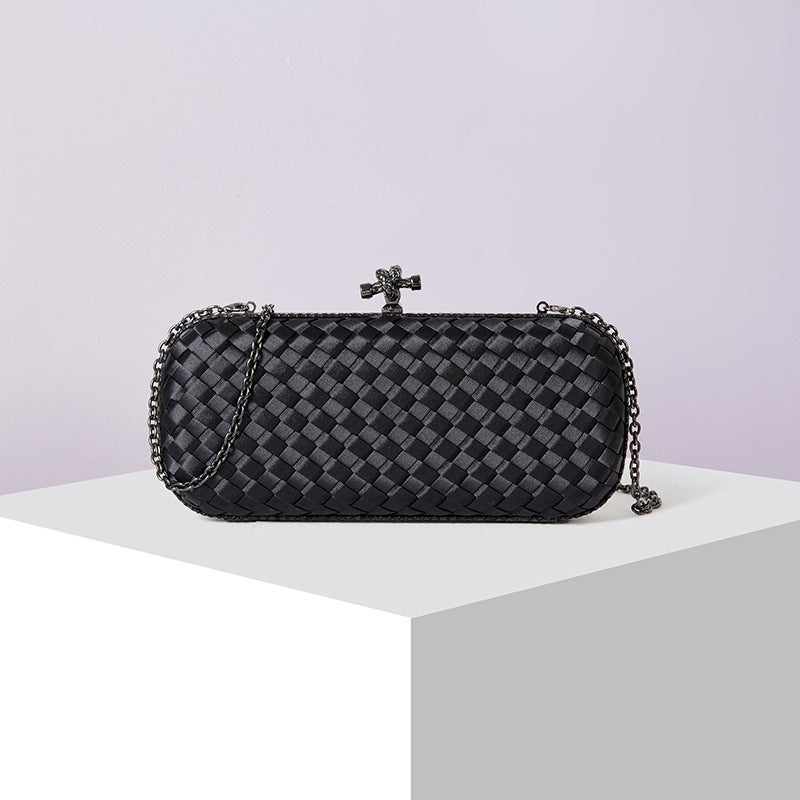 Silk Hand-Woven Women'S Clutch Bag Cross-Body Simple Dinner Bag Chain Small Bag - Image 3