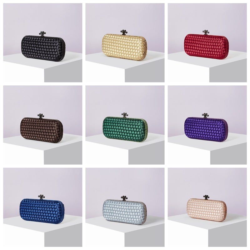 Silk Hand-Woven Women'S Clutch Bag Cross-Body Simple Dinner Bag Chain Small Bag - Image 2