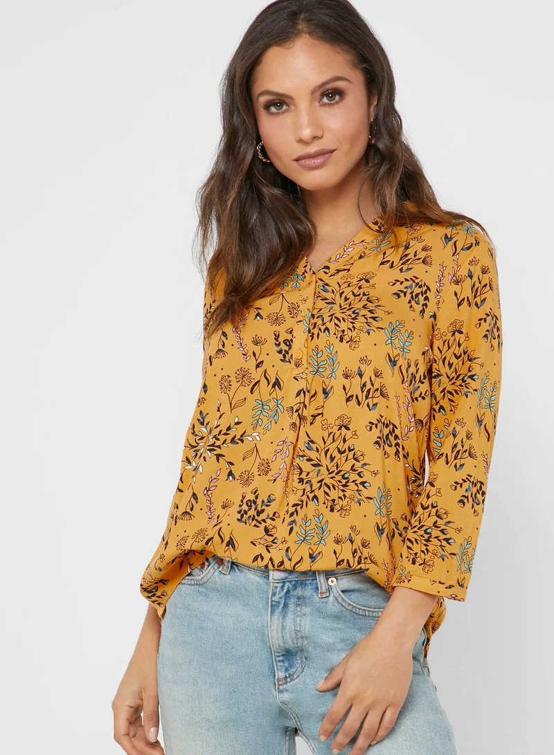 VERO MODA Floral Print Split Neck Tunic