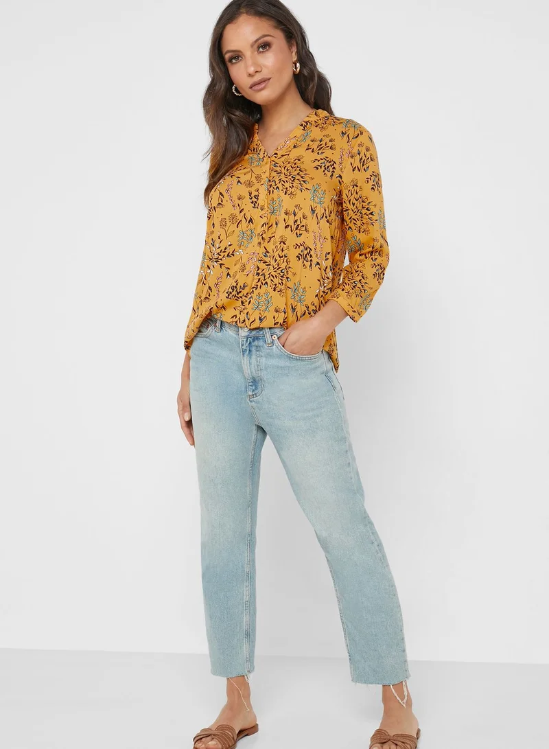 VERO MODA Floral Print Split Neck Tunic