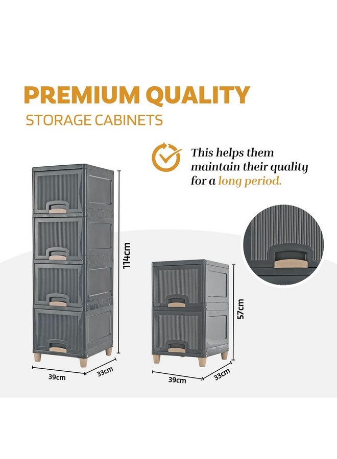 Kuber Industries 6 Units Storage Cabinet Organizer (4 + 2) | Multipurpose Folding Storage Racks | Clothes Drawer Organizer for Wardrobe | Grey - Image 3