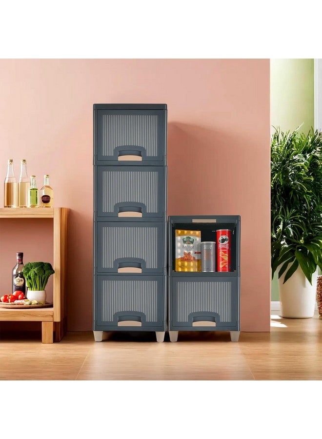 Kuber Industries 6 Units Storage Cabinet Organizer (4 + 2) | Multipurpose Folding Storage Racks | Clothes Drawer Organizer for Wardrobe | Grey - Image 1