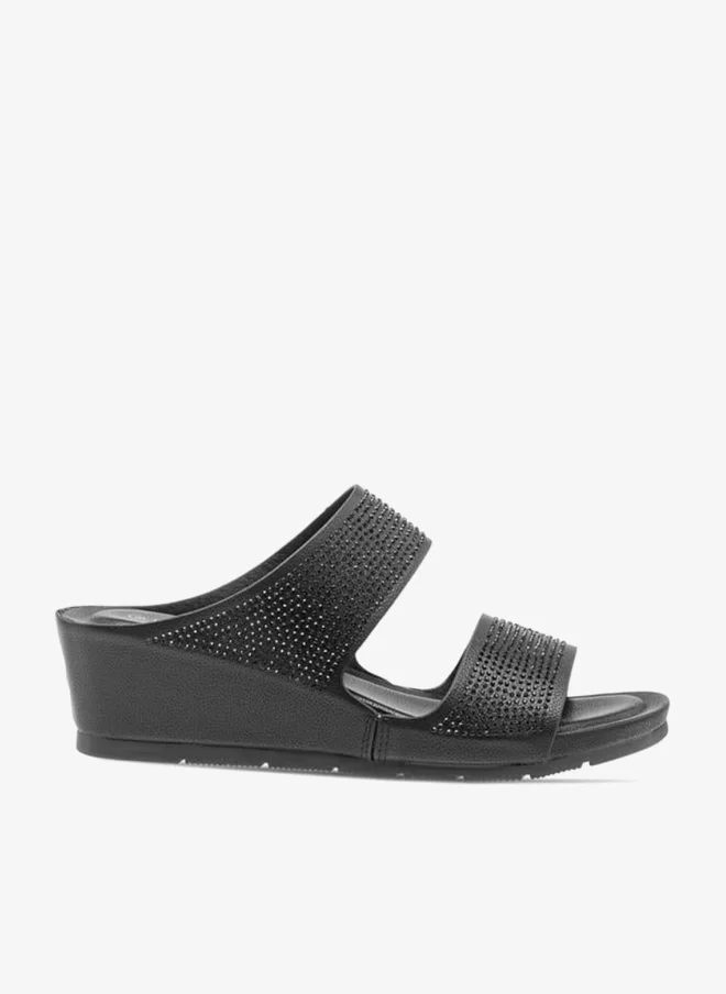 Le Confort Womens Embellished Wedge Slide Sandals With Slip On Closure Ramadan Collection