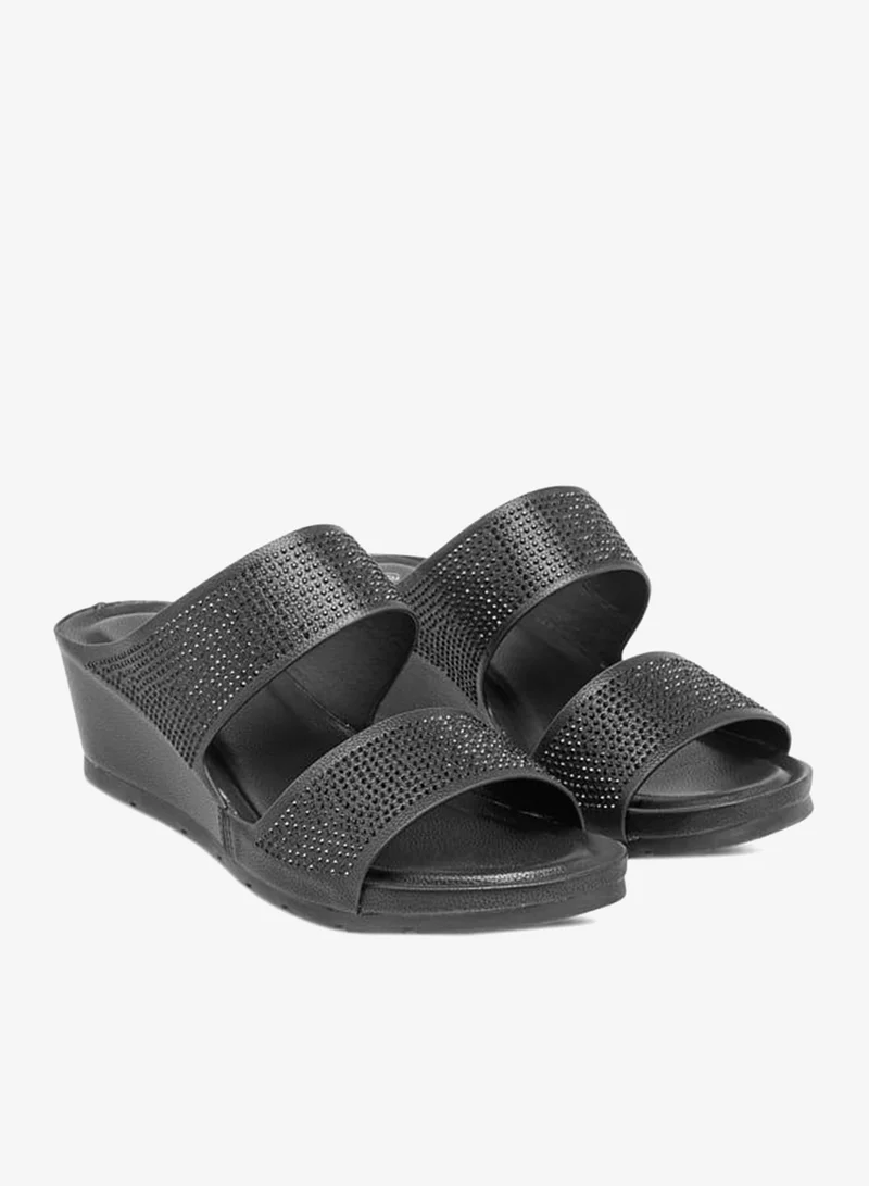 Le Confort Womens Embellished Wedge Slide Sandals With Slip On Closure Ramadan Collection