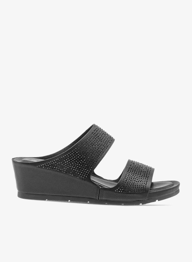 Le Confort Womens Embellished Wedge Slide Sandals With Slip On Closure Ramadan Collection
