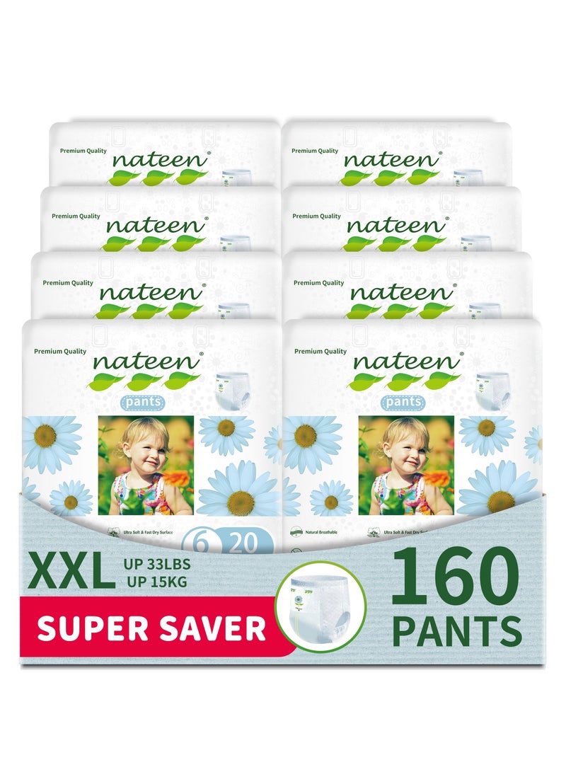 Premium Care Baby Pants Diapers, Size 6(15+kg), XXL Baby Pull Ups, 160 Count Diaper Pants, Super Absorbent, Ultra Thin Baby Diapers Pants