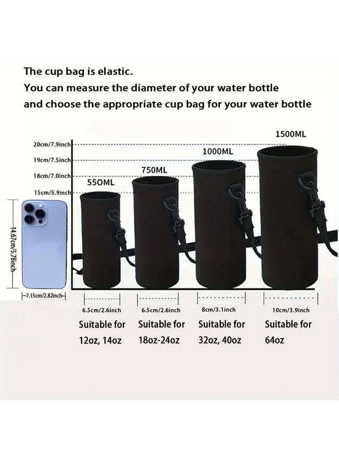 Durable Nylon Water Bottle Sleeve Pouch With Adjustable Strap Protective Cover Holder For 18.6oz Stainless Steel Bottles Outdoor And Travel Secure Fit Lid - Image 5