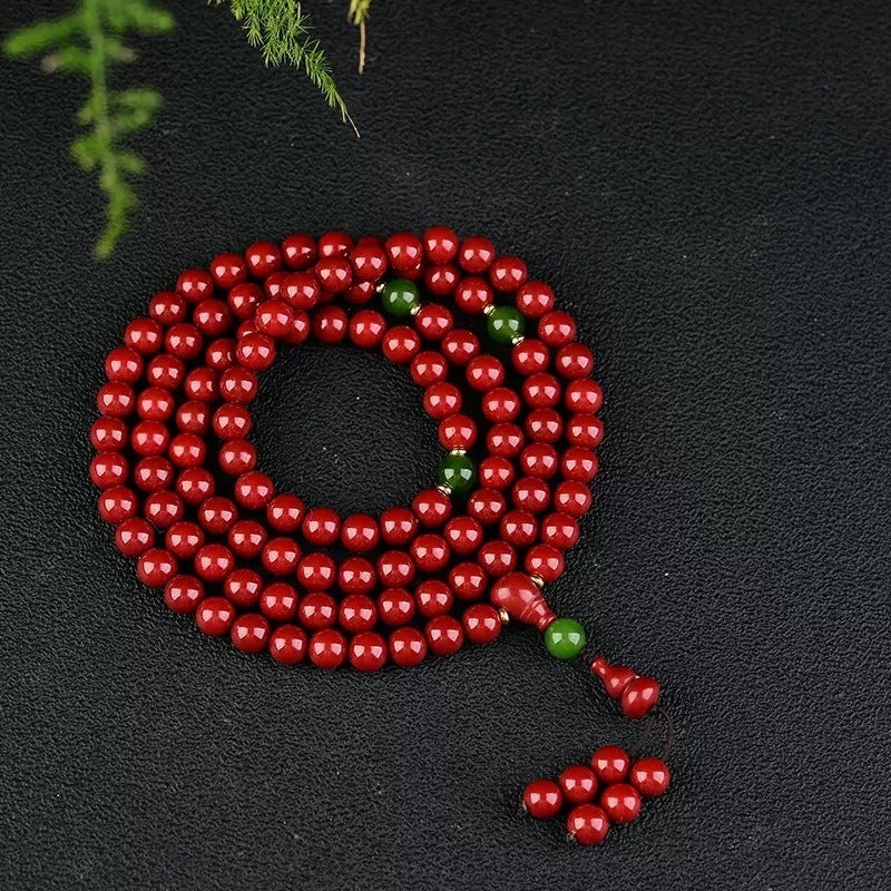 108 Bead Cinnabar Buddhist Prayer Beads Bracelet for Men and Women, Purple Gold Sand Necklace