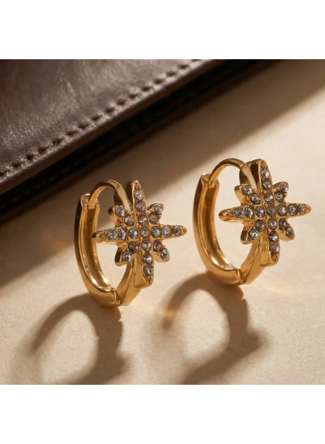 Palmonas 18K Gold Tone Plated Celestial Star Spark Hoop Earrings For Women - Waterproof & Anti-Tarnish