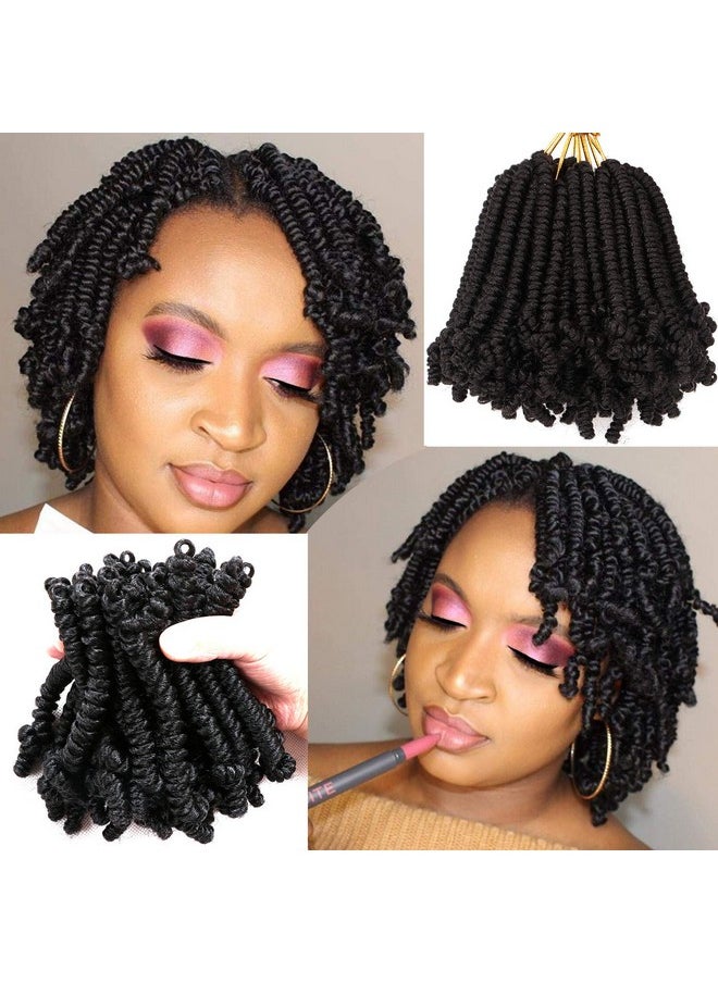 Lifabeauty 8 Packs Short Bob Spring Twist Crochet Hair 6Inch Pretwisted Passion Twist Hair Pre Looped Crochet Braids Hair For Black Women (6 Inch 1B)  - Image 2