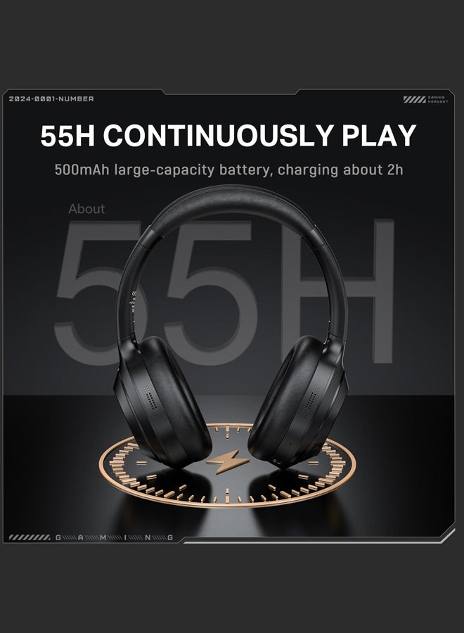 onikuma GT811 Wireless Gaming Headset,Gaming Headphone with Mic,ANC & 60ms Low Latency | 55H Playback, 40mm Drivers & Wired + Bluetooth 5.4 for Immersive PC/Mobile Gaming,Black  - Image 3
