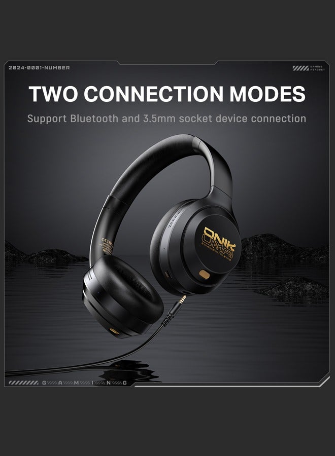 onikuma GT811 Wireless Gaming Headset,Gaming Headphone with Mic,ANC & 60ms Low Latency | 55H Playback, 40mm Drivers & Wired + Bluetooth 5.4 for Immersive PC/Mobile Gaming,Black  - Image 5