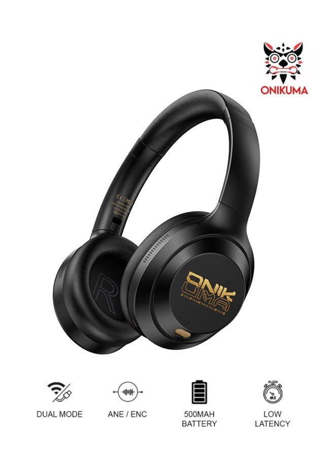 onikuma GT811 Wireless Gaming Headset,Gaming Headphone with Mic,ANC & 60ms Low Latency | 55H Playback, 40mm Drivers & Wired + Bluetooth 5.4 for Immersive PC/Mobile Gaming,Black - Image 1