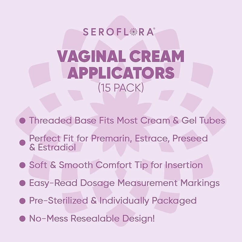 Serovera Seroflora Disposable Vaginal Cream Applicators - Threaded End to Fit OTC Gels, Lubes or Creams Products - Exact Dosage Measurements (15 Pack) Made in USA. - Image 5