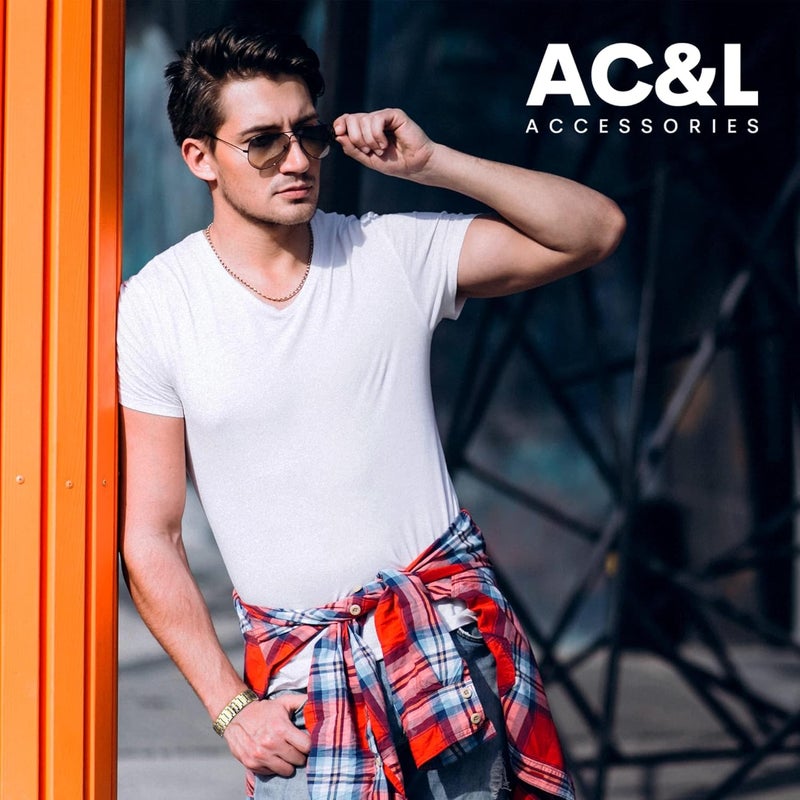 AC&L Dual color Gold & Silver Bracelet - Stainless Steel - Health Power Energy -Germanium magnetic stone, One Size - Image 4