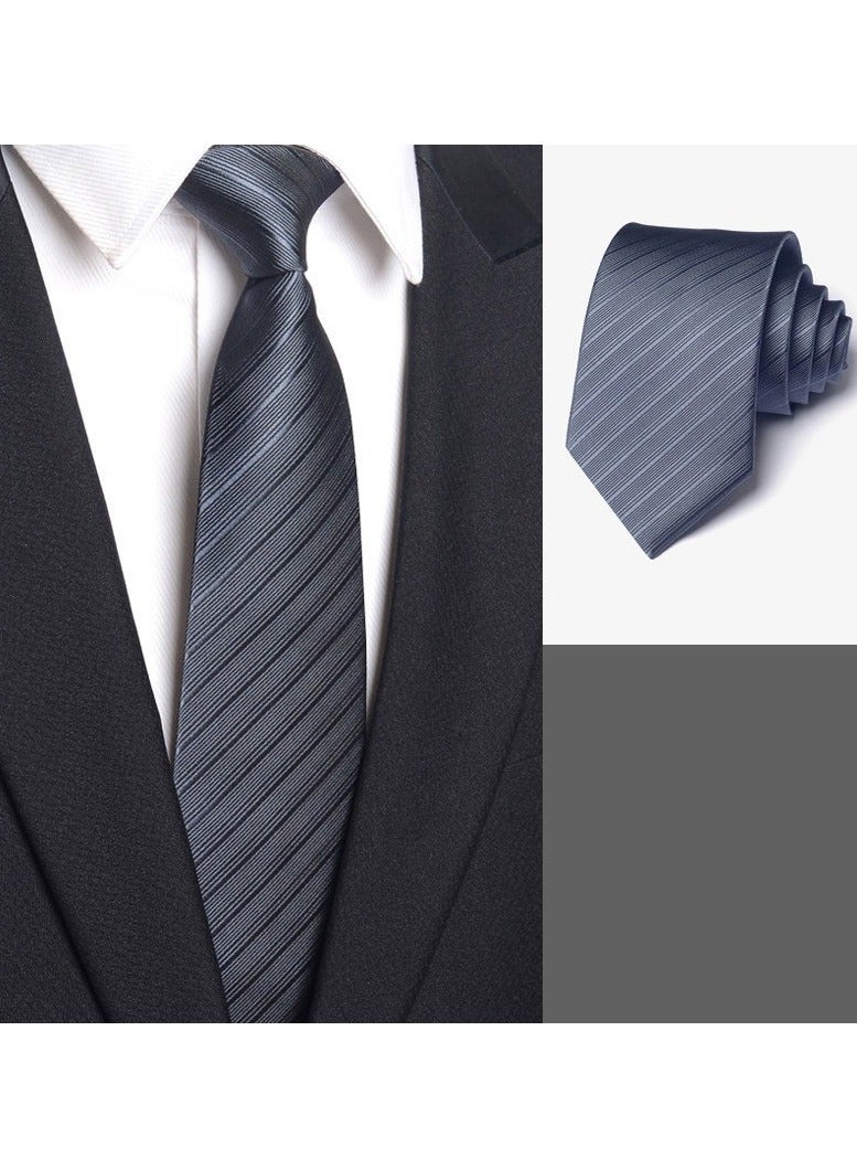 KUYING Mens Business Dress 8cm Dark Grey Black Tide Hand Tie 