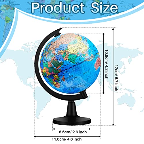 Henoyso 6 Pcs World Globe for Kid 46 Educational Mini Desk Decorative Earth Globes with Black Stand Learning Rotating World Map for End of School Year Graduate Gift Geography Classroom Table Decor - Image 5