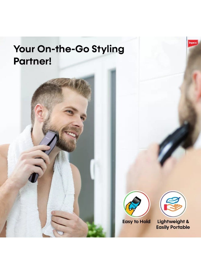 Impex IHC3 Hair Trimmer for Men | Rechargeable Cordless Beard & Moustache Trimmer | Stainless Steel Blade | 4 Length Settings 0.5-5mm | 45 Min Battery Runtime - Image 5