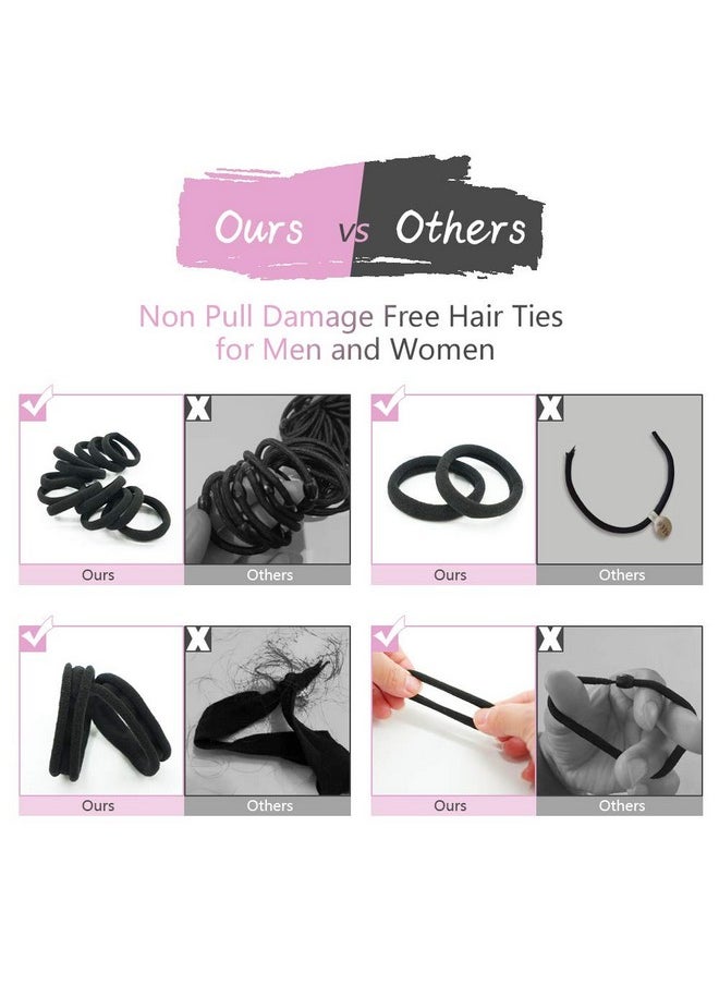 Dreamlover Dreamlover Hair Ties for Thick Hair, Hair Bands for Women's Hair, Ponytail Holders, Ouchless Black Hair Ties for Girls No Damage, 50 Pieces  - Image 4