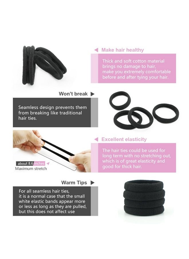 Dreamlover Dreamlover Hair Ties for Thick Hair, Hair Bands for Women's Hair, Ponytail Holders, Ouchless Black Hair Ties for Girls No Damage, 50 Pieces  - Image 3