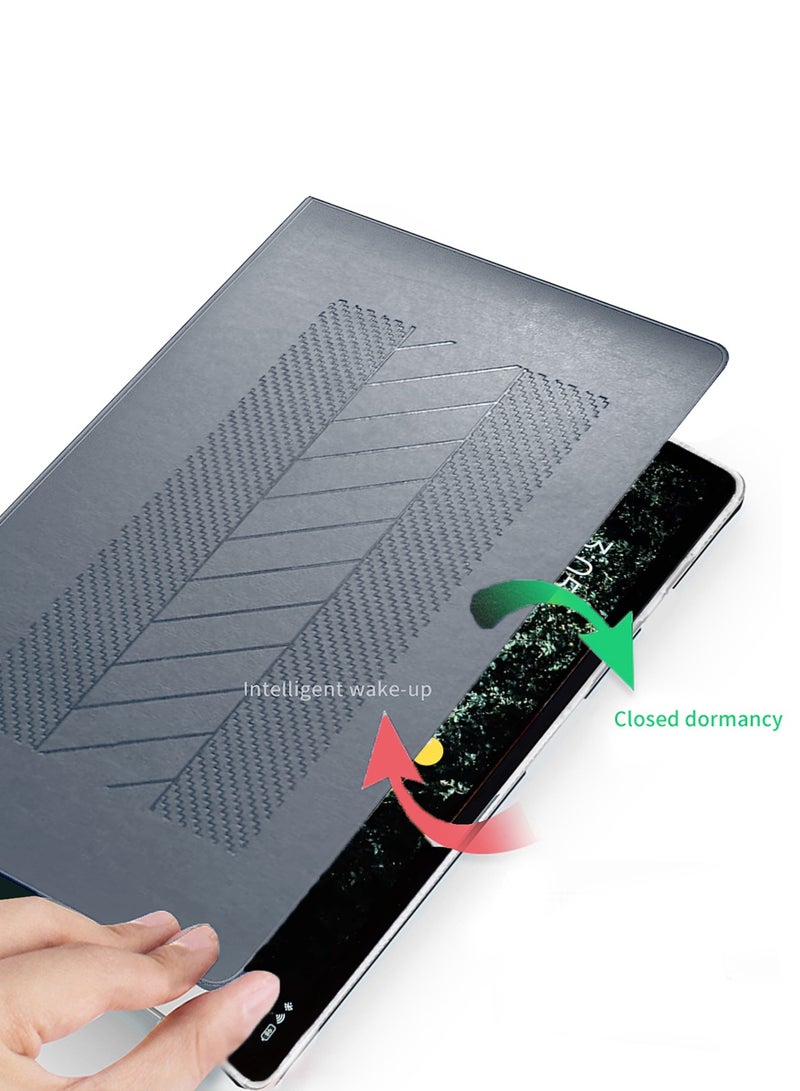 بيتر غطاء حماية كلاسيكي من جلد البولي يوريثان قابل للطي بحامل ثلاثي لهاتف سامسونج جالاكسي تاب A9 4G 2023 (X110, X115) 8.7 رمادي - Image 4