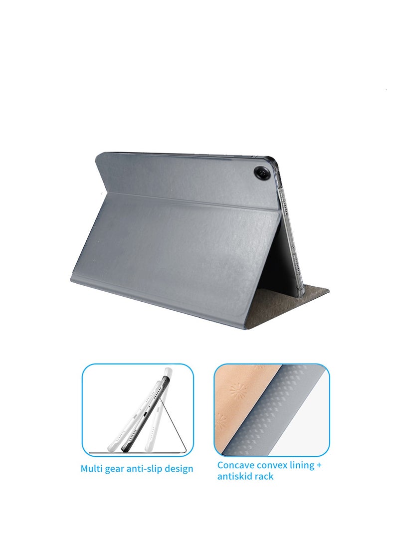 بيتر غطاء حماية كلاسيكي من جلد البولي يوريثان قابل للطي بحامل ثلاثي لهاتف سامسونج جالاكسي تاب A9 4G 2023 (X110, X115) 8.7 رمادي - Image 2