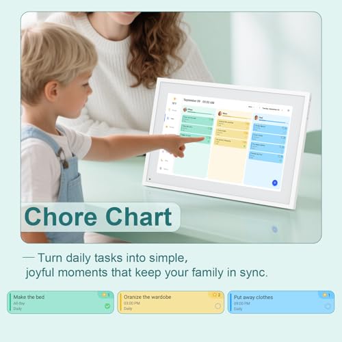 Canupdog Digital Calendar, 10.1inch Smart WiFi Digital Calendar&Chore Chart, 1920 * 1080 IPS Touch Screen HD Display for Family Schedules, Share Moments Instantly from Anywhere - Image 4